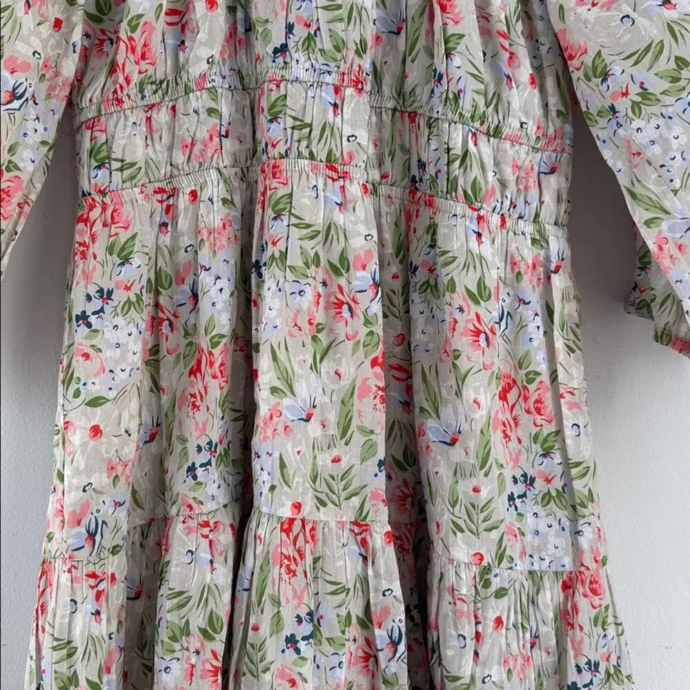 The Great floral print scoop neck balloon sleeve maxi dress sz 2 - Picture 6 of 9